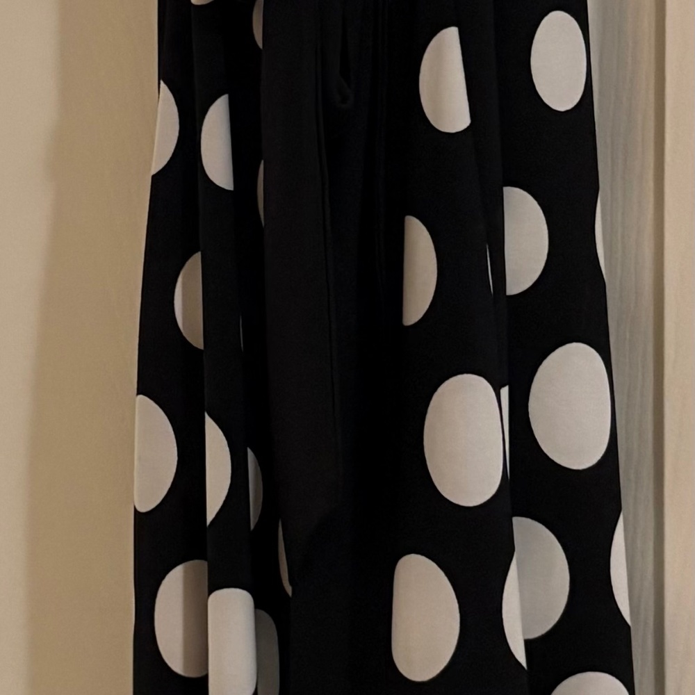 Fun flowing black and white polka dot dress